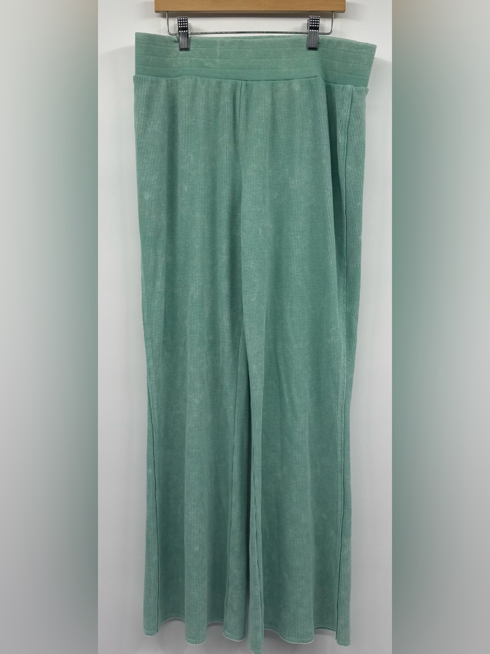 SUNDRY Anthropologie Mint Green Waffleknit Wide Leg Athleisure Loungewear Pants